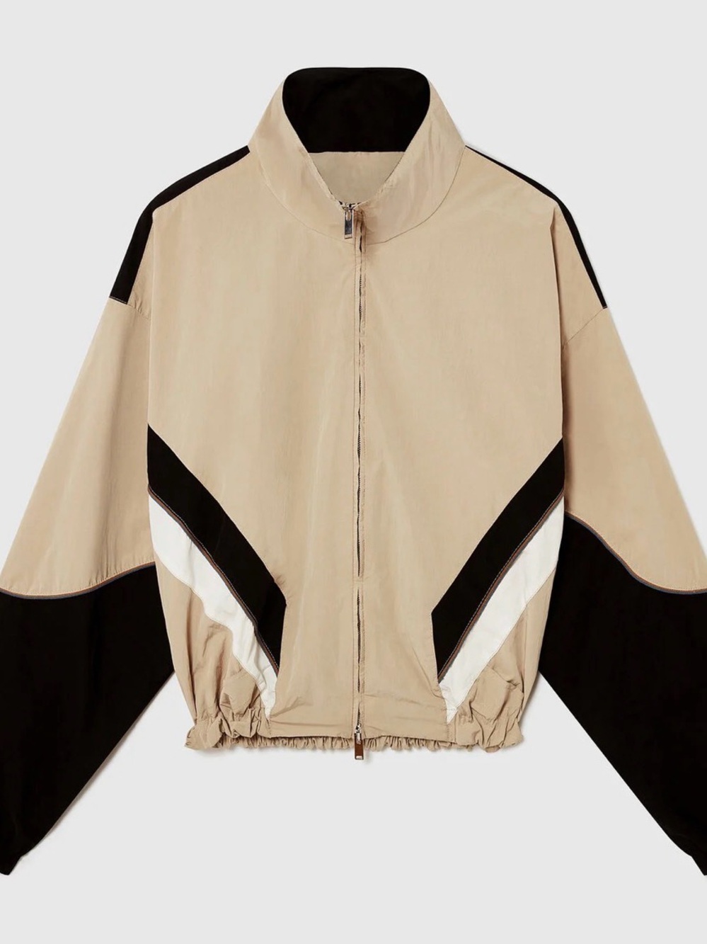 Stella McCartney Beige, Black & White Colorblock Bomber Jacket